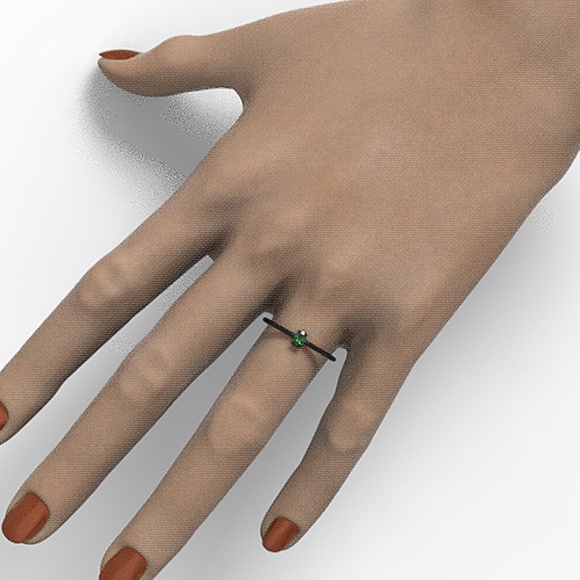 Minimalist Dainty Gold Oval Green CZ Ring - Picture 1 of 3